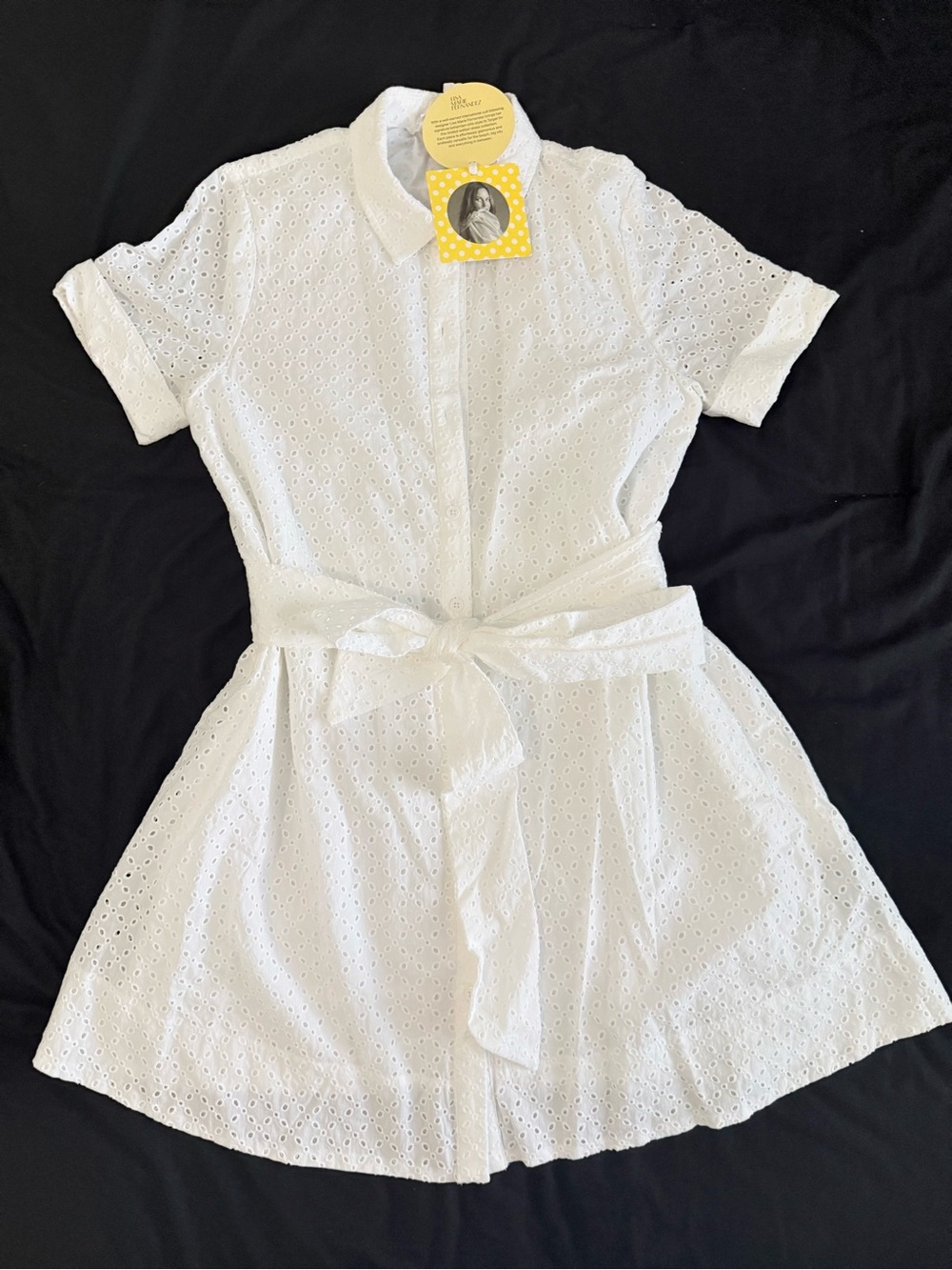 NWT Lisa Marie Fernandez x Target White Eyelet Cotton Shirtdress Belted Size S